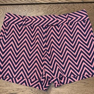 Pink and Navy Chevron shorts from Loft. Size 2. 4” inseam. NWT.
